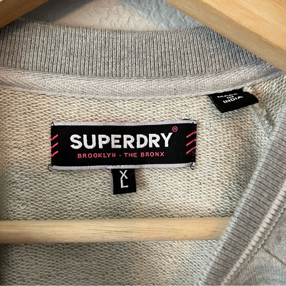 Superdry Grey and White Mock Neck Cropped Crew Sweatshirt - Picture 3 of 6